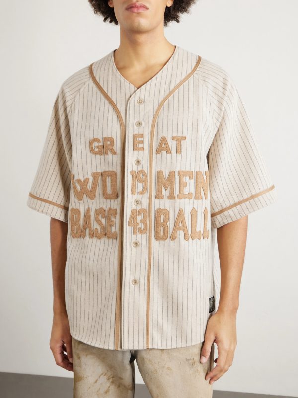 Oversized Striped Appliquéd Wool-Blend Shirt - FR Oversized Striped Appliquéd Wool-Blend Shirt - FR
