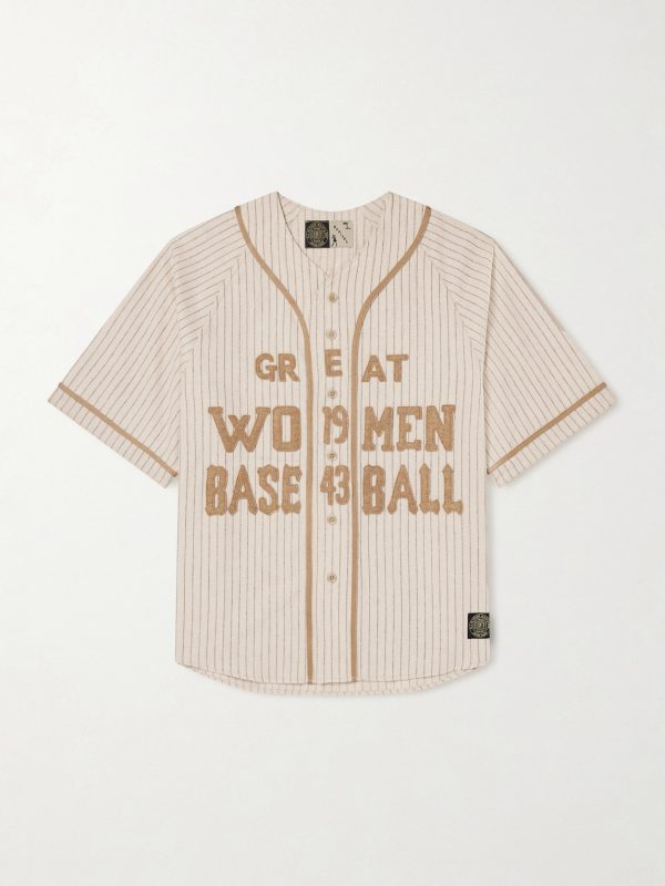 Oversized Striped Appliquéd Wool-Blend Shirt Oversized Striped Appliquéd Wool-Blend Shirt