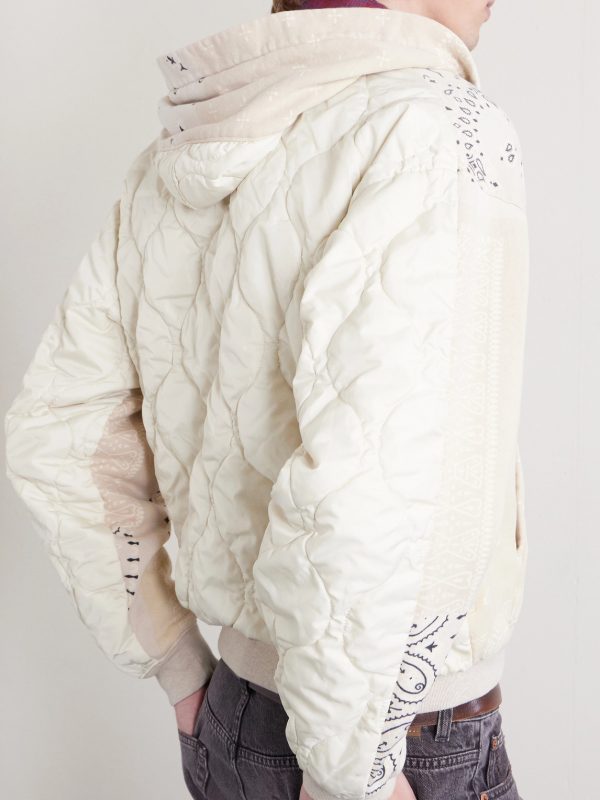 Panelled Bandana-Print Cotton-Jersey and Quilted Shell Hoodie - CU