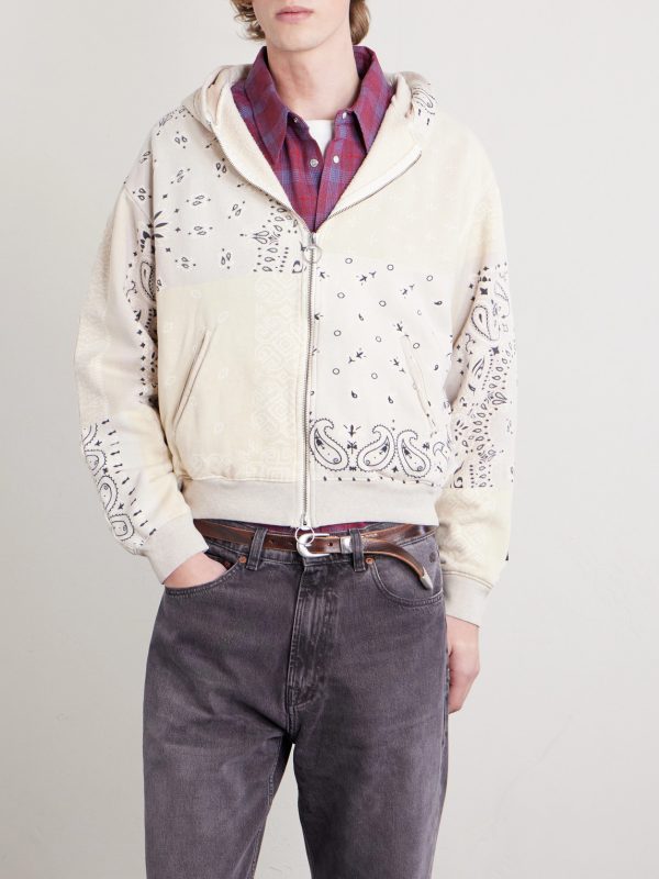 Panelled Bandana-Print Cotton-Jersey and Quilted Shell Hoodie - FR