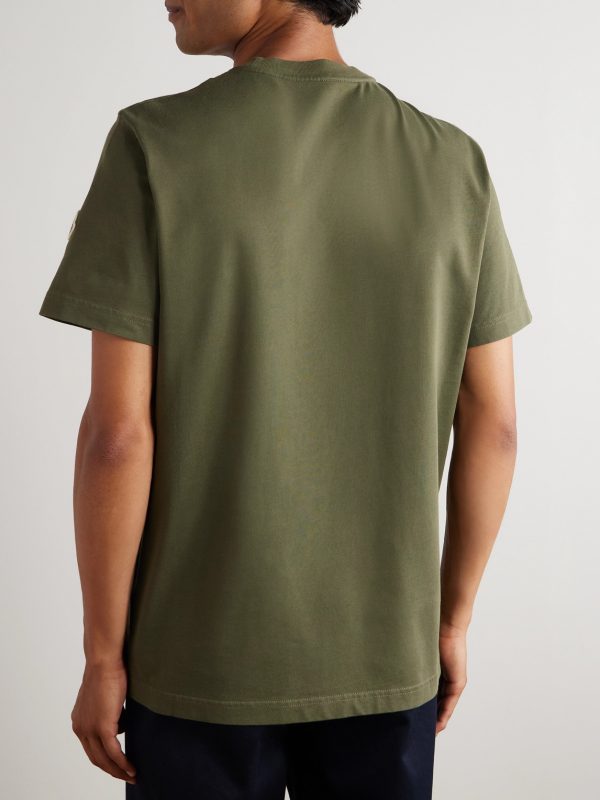Logo-Flocked Appliquéd Cotton-Jersey T-Shirt - BK Logo-Flocked Appliquéd Cotton-Jersey T-Shirt - BK