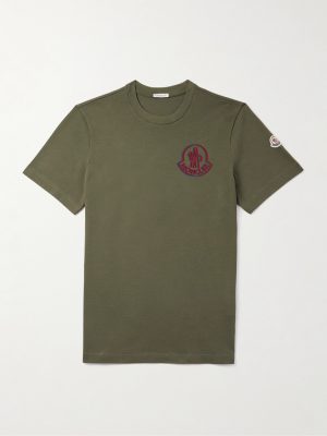Logo-Flocked Appliquéd Cotton-Jersey T-Shirt Logo-Flocked Appliquéd Cotton-Jersey T-Shirt