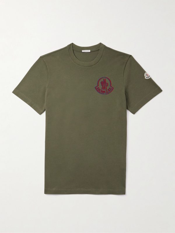 Logo-Flocked Appliquéd Cotton-Jersey T-Shirt Logo-Flocked Appliquéd Cotton-Jersey T-Shirt