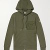 Shell-Trimmed Cotton-Blend Jersey Zip-Up Hoodie