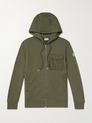 Shell-Trimmed Cotton-Blend Jersey Zip-Up Hoodie