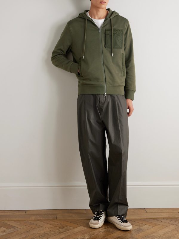 Shell-Trimmed Cotton-Blend Jersey Zip-Up Hoodie - OU
