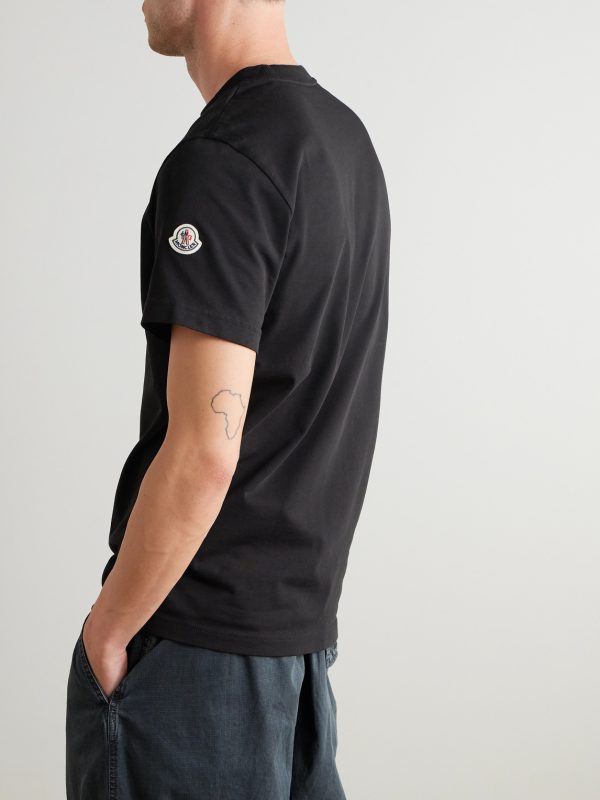 Logo-Flocked Appliquéd Cotton-Jersey T-Shirt - BK Logo-Flocked Appliquéd Cotton-Jersey T-Shirt - BK