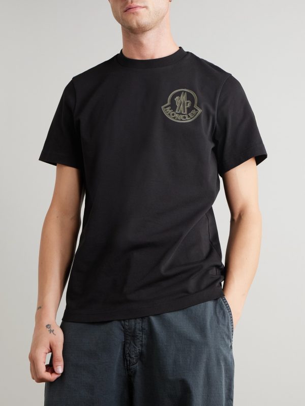 Logo-Flocked Appliquéd Cotton-Jersey T-Shirt - FR Logo-Flocked Appliquéd Cotton-Jersey T-Shirt - FR
