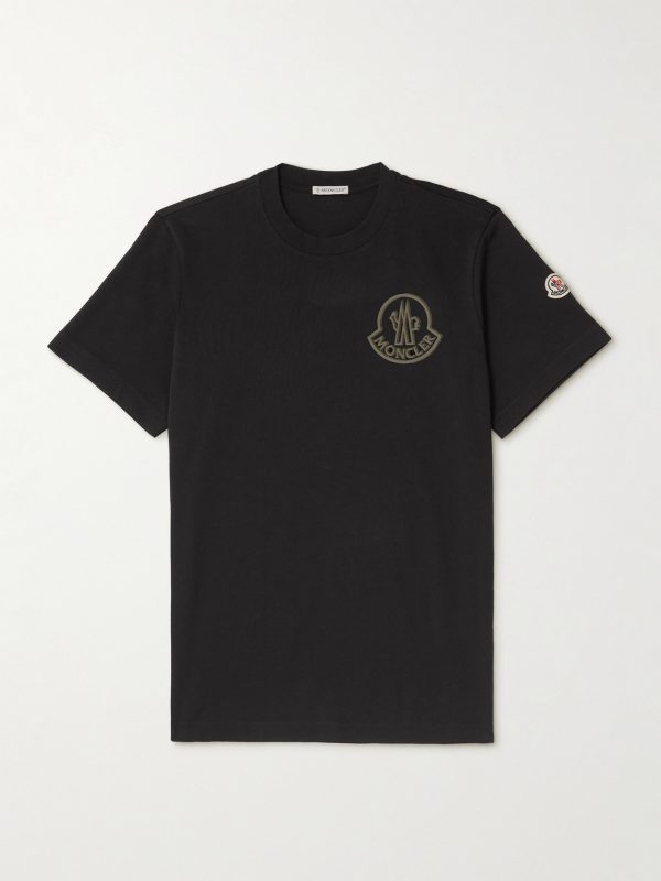 Logo-Flocked Appliquéd Cotton-Jersey T-Shirt Logo-Flocked Appliquéd Cotton-Jersey T-Shirt