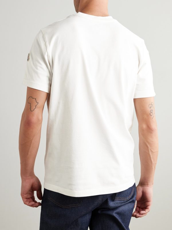 Logo-Flocked Appliquéd Cotton-Jersey T-Shirt - BK Logo-Flocked Appliquéd Cotton-Jersey T-Shirt - BK
