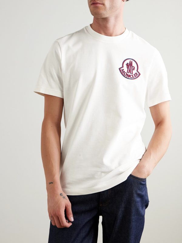 Logo-Flocked Appliquéd Cotton-Jersey T-Shirt - FR Logo-Flocked Appliquéd Cotton-Jersey T-Shirt - FR