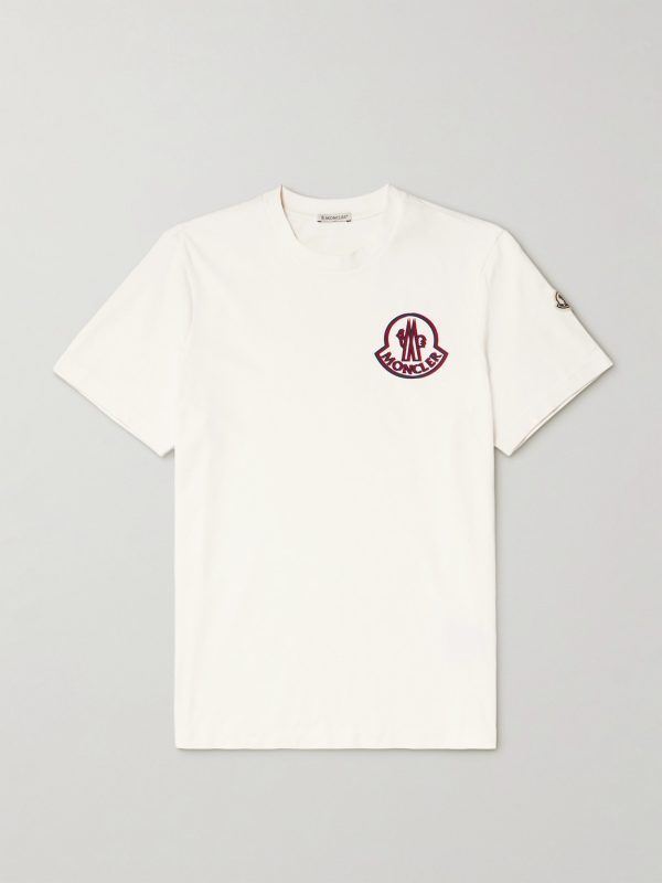 Logo-Flocked Appliquéd Cotton-Jersey T-Shirt Logo-Flocked Appliquéd Cotton-Jersey T-Shirt