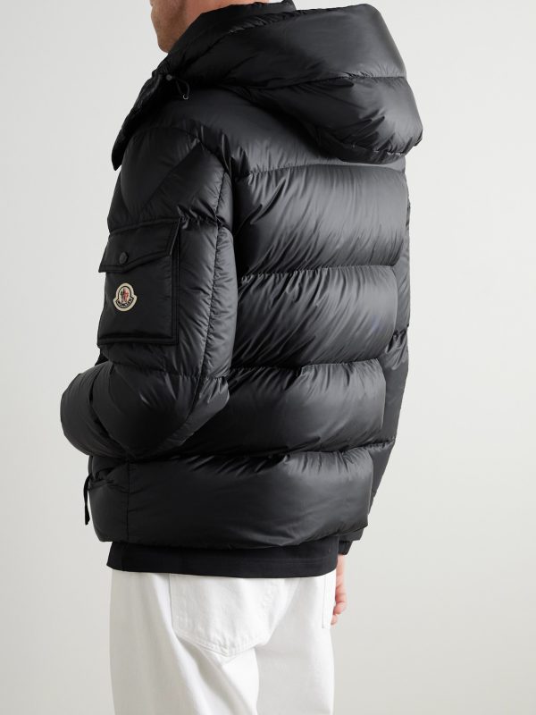 Couyere Logo-Appliquéd Quilted Micro-Ripstop Hooded Down Jacket - BK