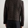 Cotton Velvet-Trimmed Houndstooth Wool-Blend Jacket - BK