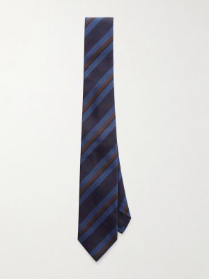 8cm Striped Silk and Cotton-Blend Twill Tie