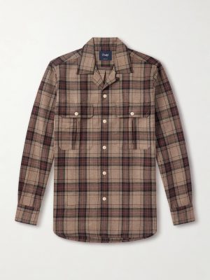 Camp-Collar Checked Wool Shirt