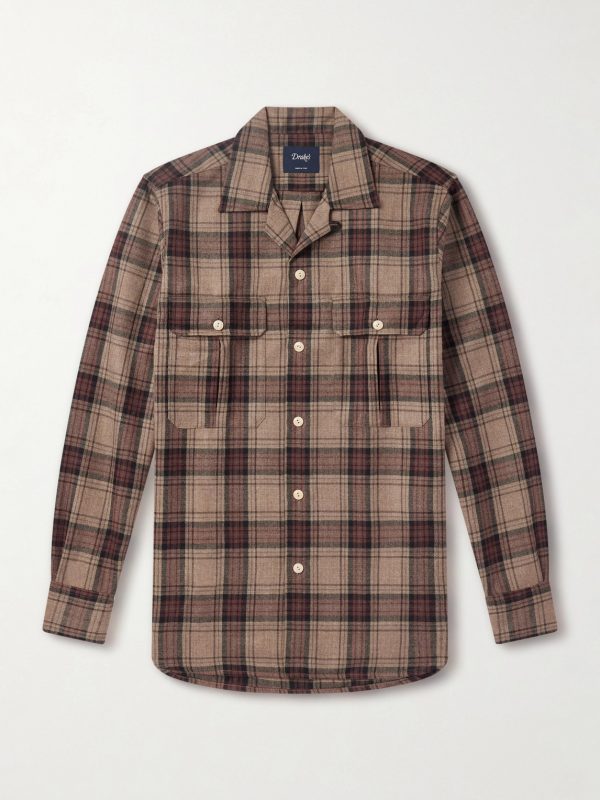 Camp-Collar Checked Wool Shirt Camp-Collar Checked Wool Shirt