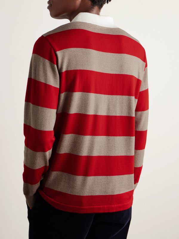 Striped Merino Wool Polo Shirt - BK Striped Merino Wool Polo Shirt - BK