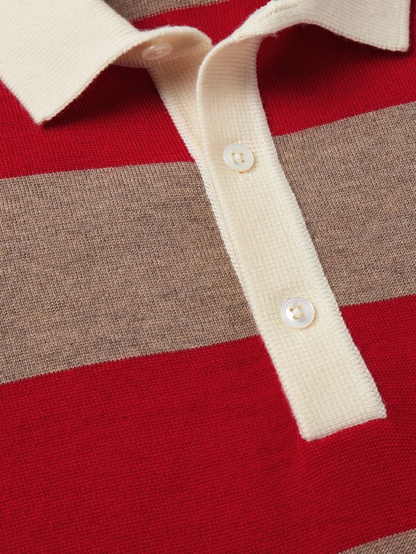 Striped Merino Wool Polo Shirt - CU Striped Merino Wool Polo Shirt - CU