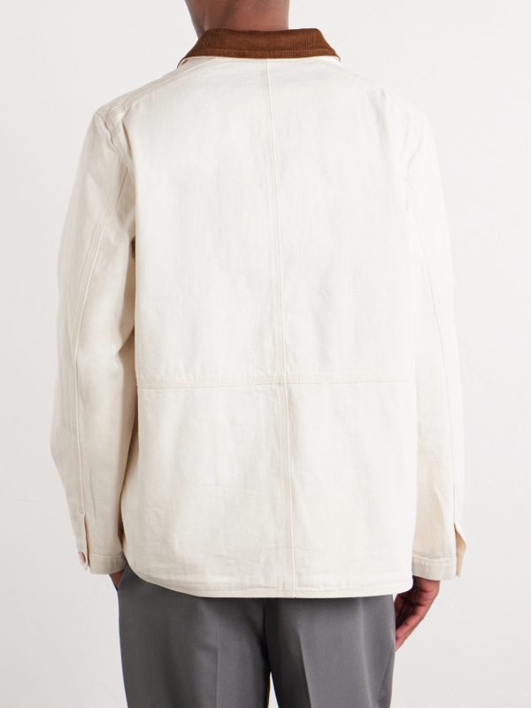 Corduroy-Trimmed Denim Jacket - BK Corduroy-Trimmed Denim Jacket - BK