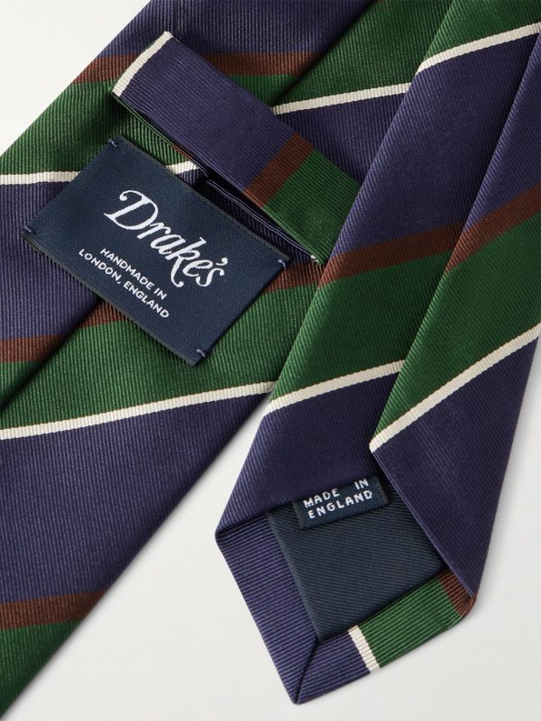 Striped Silk and Cotton-Blend Twill Tie - CU Striped Silk and Cotton-Blend Twill Tie - CU