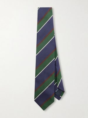 Striped Silk and Cotton-Blend Twill Tie Striped Silk and Cotton-Blend Twill Tie