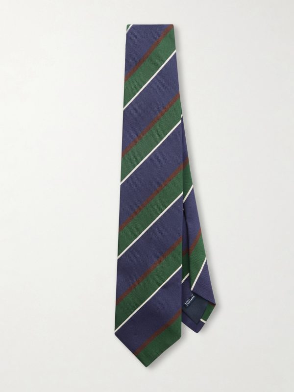 Striped Silk and Cotton-Blend Twill Tie Striped Silk and Cotton-Blend Twill Tie