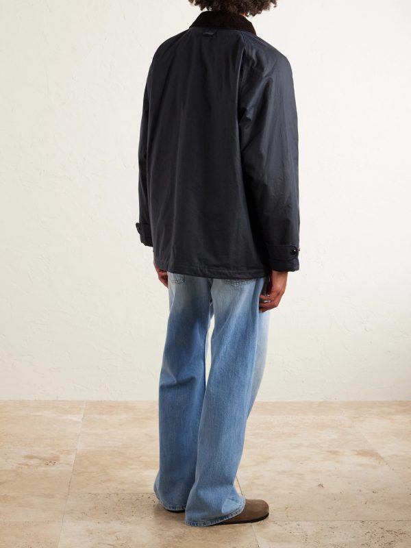 Padded Corduroy-Trimmed Waxed-Cotton Jacket - BK Padded Corduroy-Trimmed Waxed-Cotton Jacket - BK