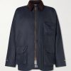 Padded Corduroy-Trimmed Waxed-Cotton Jacket Padded Corduroy-Trimmed Waxed-Cotton Jacket