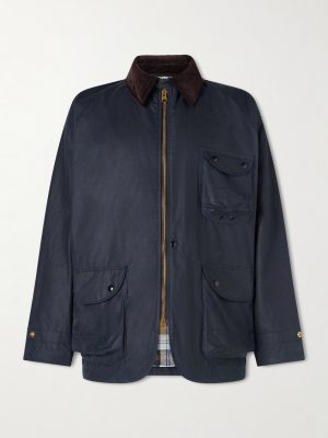 Padded Corduroy-Trimmed Waxed-Cotton Jacket Padded Corduroy-Trimmed Waxed-Cotton Jacket