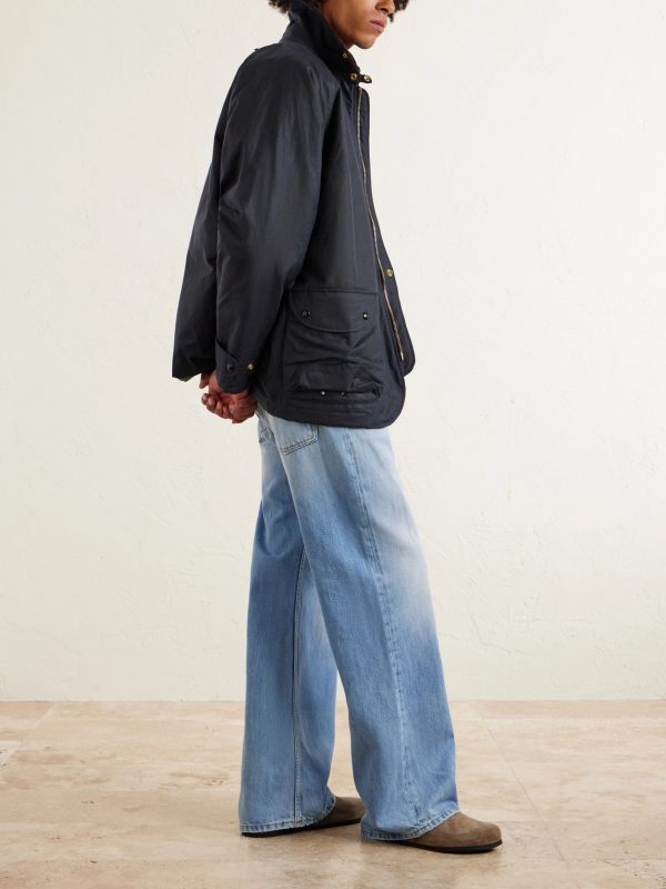 Padded Corduroy-Trimmed Waxed-Cotton Jacket - OU Padded Corduroy-Trimmed Waxed-Cotton Jacket - OU