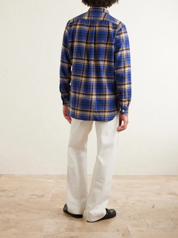 Checked Brushed Cotton-Flannel Shirt - BK Checked Brushed Cotton-Flannel Shirt - BK