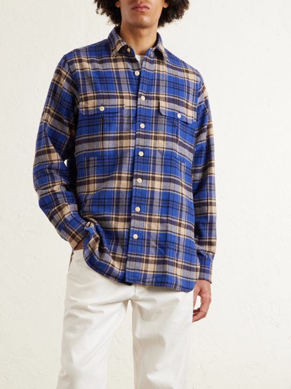 Checked Brushed Cotton-Flannel Shirt - FR Checked Brushed Cotton-Flannel Shirt - FR