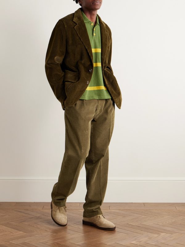 Games Tapered Pleated Cotton-Corduroy Trousers - OU Games Tapered Pleated Cotton-Corduroy Trousers - OU