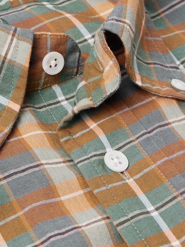 Button-Down Collar Checked Cotton-Madras Shirt - CU