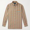Button-Down Collar Checked Cotton-Madras Shirt