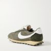 LD-1000 Leather-Trimmed Brushed-Suede Sneakers - BK