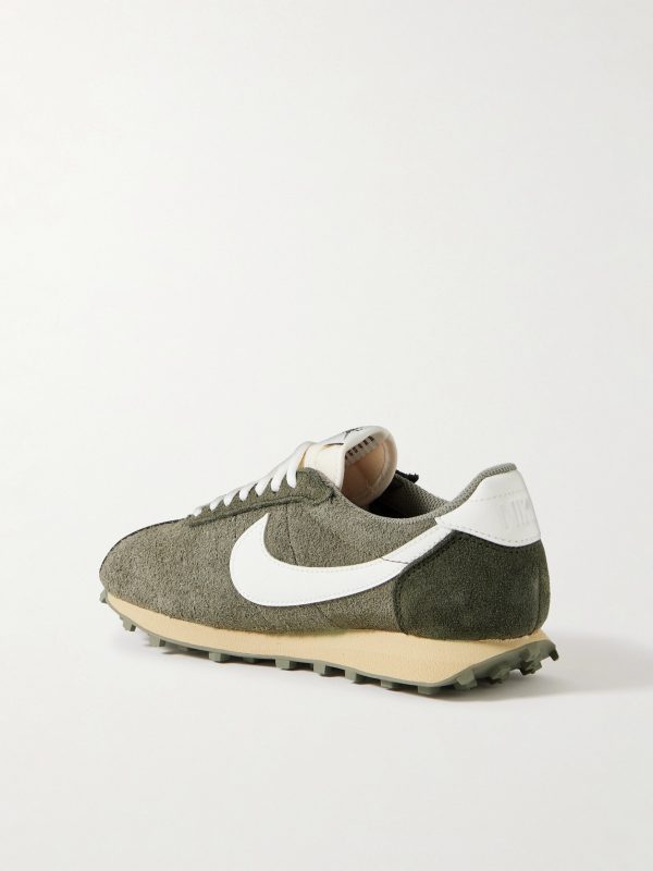 LD-1000 Leather-Trimmed Brushed-Suede Sneakers - BK