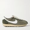 LD-1000 Leather-Trimmed Brushed-Suede Sneakers