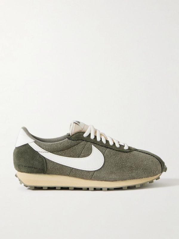 LD-1000 Leather-Trimmed Brushed-Suede Sneakers