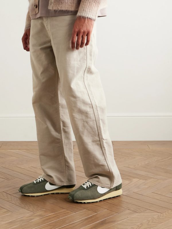 LD-1000 Leather-Trimmed Brushed-Suede Sneakers - OU