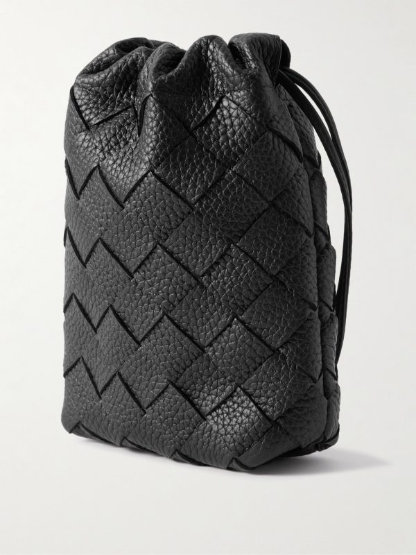 Intrecciato Full-Grain Leather Pouch - BK Intrecciato Full-Grain Leather Pouch - BK