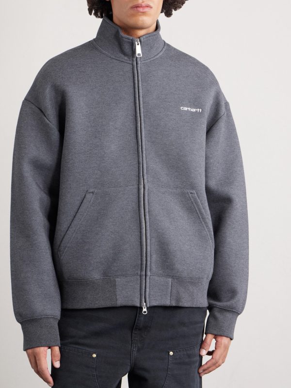Alda Logo-Embroidered Cotton-Blend Zip-Up Sweatshirt - FR Alda Logo-Embroidered Cotton-Blend Zip-Up Sweatshirt - FR