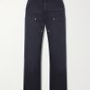 Double-Knee Distressed Straight-Leg Organic Jeans