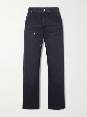 Double-Knee Distressed Straight-Leg Organic Jeans