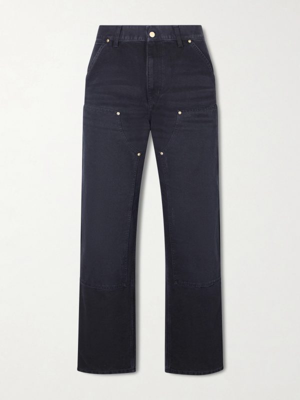 Double-Knee Distressed Straight-Leg Organic Jeans
