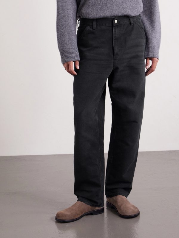 Single Knee Straight-Leg Cotton-Canvas Trousers - FR