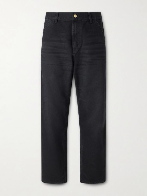 Single Knee Straight-Leg Cotton-Canvas Trousers
