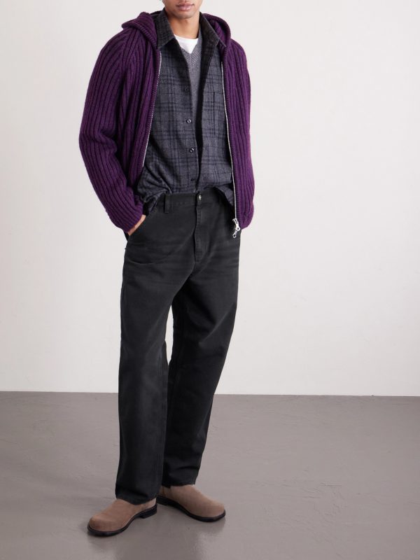Single Knee Straight-Leg Cotton-Canvas Trousers - OU