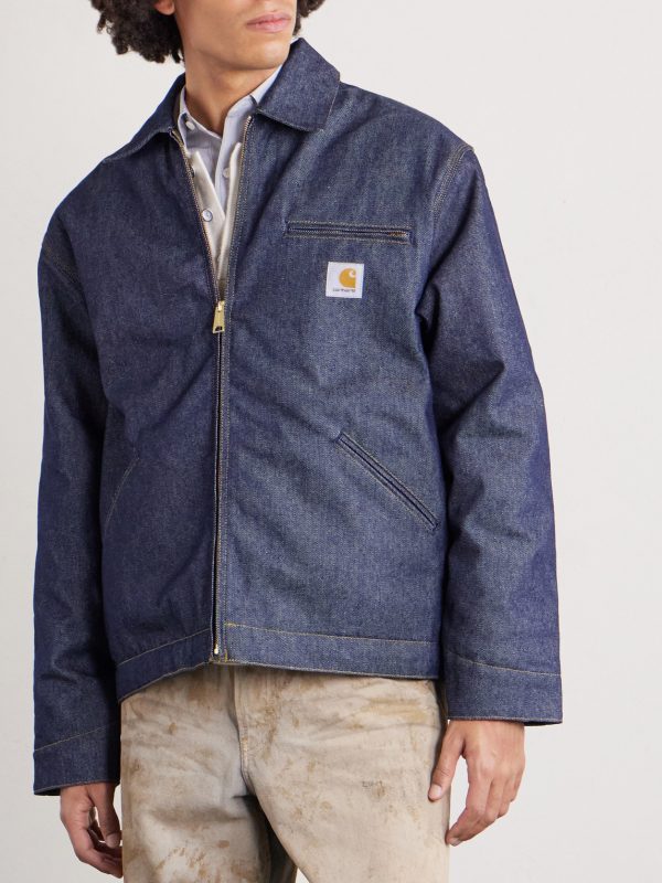 Detroit Logo-Appliquéd Padded Denim Jacket - FR Detroit Logo-Appliquéd Padded Denim Jacket - FR